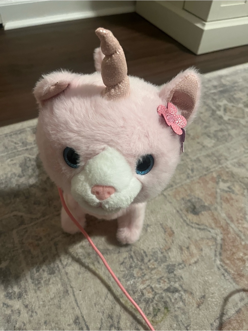 Walking caticorn with remote leash
